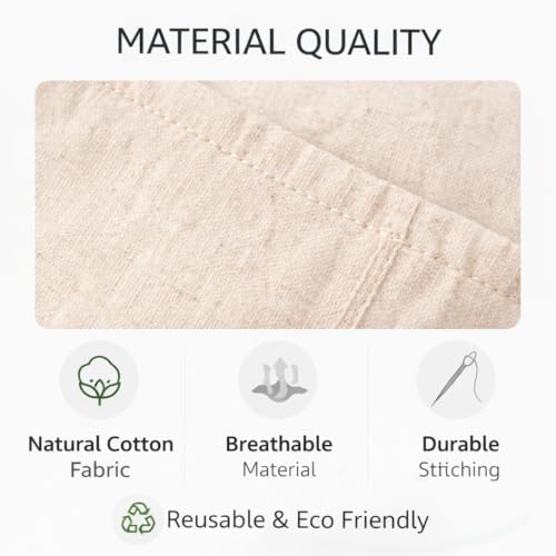 Cotton Shoe Bags with Drawstring | Dustproof, Washable Travel Shoe Pouch | Natural Canvas Organizer for Men & Women | Fits Sneakers, Sandals, Slippers | 14” x 17” (Pack of 3) - color: Cotton, style: Pack 3