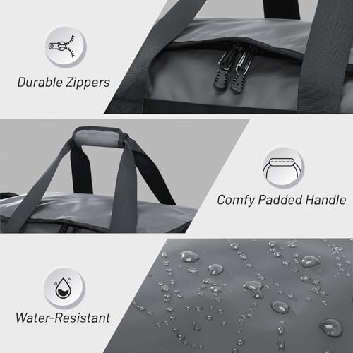 MIER Gym Bag for Men Large Duffel Backpack with Shoe Compartment, 60L Convertible Duffle Bags Weekender Overnight Bag for Gym Sports Travel, Gray - color: Grey