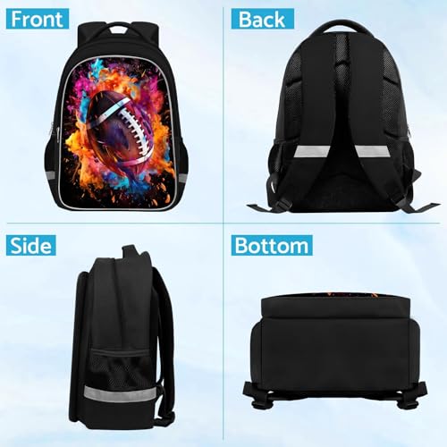 TILYTADLY School Backpack for Boys - American Football Boys Backpack for Kids Children Teens Elementary Middle School - Students Bag for Ages 6-18,17″Bookbag Multifunctional Large Capacity - color: American Football-05-backpack Only