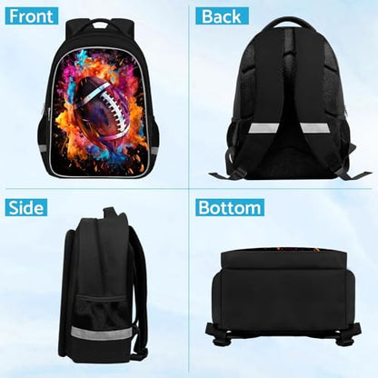 TILYTADLY School Backpack for Boys - American Football Boys Backpack for Kids Children Teens Elementary Middle School - Students Bag for Ages 6-18,17″Bookbag Multifunctional Large Capacity - color: American Football-05-backpack Only