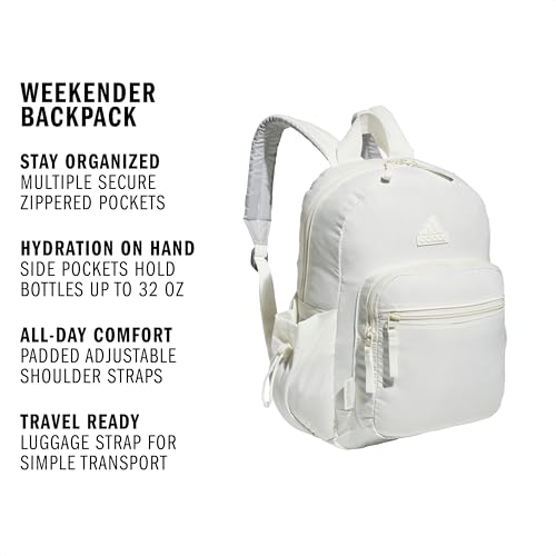 adidas Weekender Backpack – Small Lightweight Everyday Bag, 19L, Off White/1, OSFA - color: Off White/1