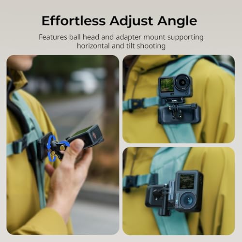 SMALLRIG Magnetic Backpack Strap Clip Mount for GoPro Hero 13/12/11/10, for DJI Osmo Nano Action 6/5 Pro/4/3/Pocket 3, for Insta360 X5/4/3/Ace Pro 2, with Ball Head Adapter Base Mantis Hook - 5722 - style: Backpack Clip Strap