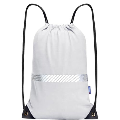 AYKRM Customize White Drawstring Backpack Bag work Sackpack logo - color: White-logo