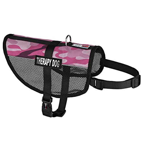 Dogline MaxAire Vest Therapy Dog Removable Patch Adjustable Harness Reflective for Puppies Small Medium and Large Dogs 13 by 16 Inch Girth Pink Camo - color: Pink Camo, size: Girth 13 by 16"