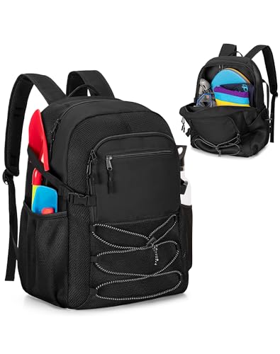 Fasrom Mesh Beach Bag Backpack with Wet Item Pocket, Swim Backpack for Pool, Travel and Gym (Patent Design, Empty Bag Only), Black - color: Black