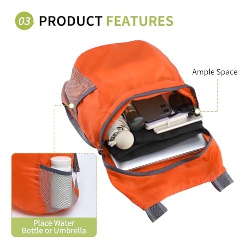 Ultra Lightweight Hiking Daypack,Foldable Travel Packable Backpack