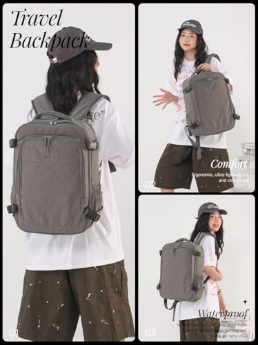 Travel Backpack For Women Menk,Airline Approved Carry on Backpack,Casual Daypack for Business Travel Essentials (Grey) - color: Grey