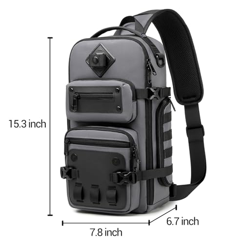 OZUKO Tactical Sling Bags for Men, Waterproof Crossbody Shoulder Backpack，Men's Chest Bags for Travel, Hiking, Everyday Carry - color: Dark Gray