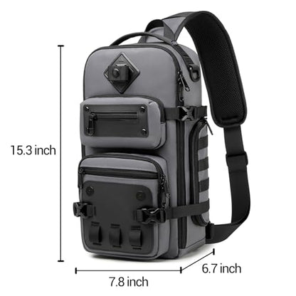 OZUKO Tactical Sling Bags for Men, Waterproof Crossbody Shoulder Backpack，Men's Chest Bags for Travel, Hiking, Everyday Carry - color: Dark Gray