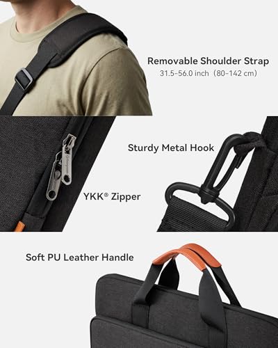 bagasin 15 15.6 16 inch Laptop Computer PC Shoulder Bag Carrying Case, Water-Repellent Fabric Briefcase, Lightweight Toploader, Business Casual or School - color: Black, size: 15.6-16
