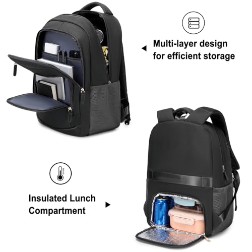 BOVIP Travel Backpack For Men Women,40L Carry On Backpack Flight Approved,TSA Personal Item Travel Bag Fits 17 Inch Laptop,Business Weekender Overnight Daypack Black - color: Black