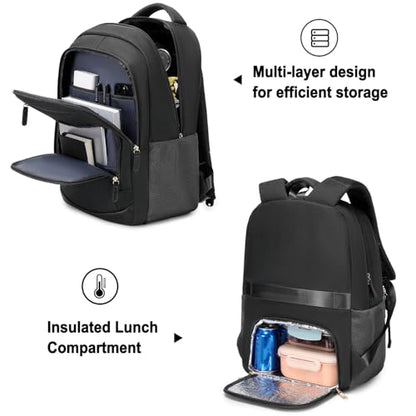 BOVIP Travel Backpack For Men Women,40L Carry On Backpack Flight Approved,TSA Personal Item Travel Bag Fits 17 Inch Laptop,Business Weekender Overnight Daypack Black - color: Black