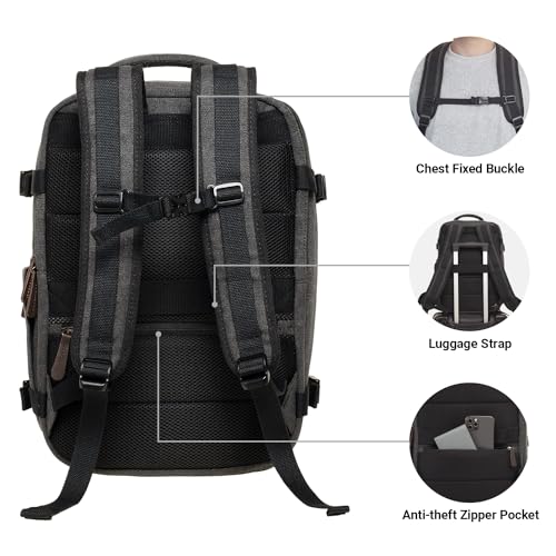 KAUKKO Canvas Travel Backpack, Personal Item Airline Approved, Carry On Backpack with Multi-Pockets and Shoe Pouch, fit 15.6 inch Laptop, 40L Weekender Bag, 11-BLACK - color: 11-black