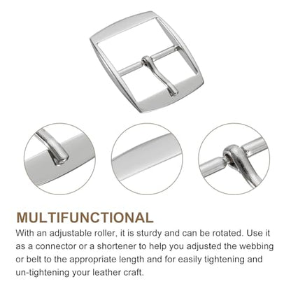 uxcell Metal Roller Buckle, Single Prong Belt Buckle Square Center Bar Buckles for Leather - color: Silver, size: 1.26 Inch