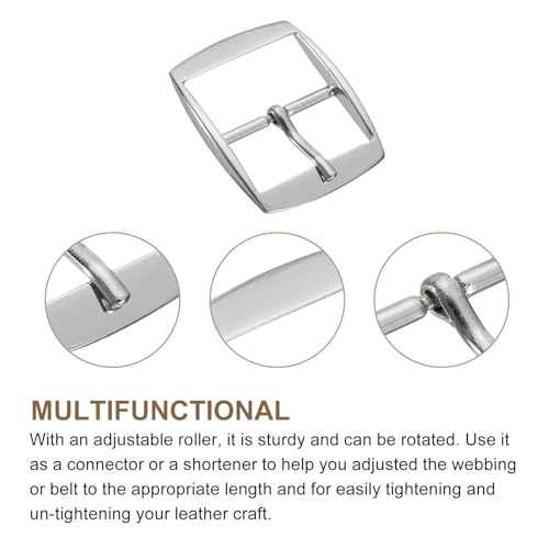uxcell Metal Roller Buckle, Single Prong Belt Buckle Square Center Bar Buckles for Leather - color: Silver, size: 0.98 Inch