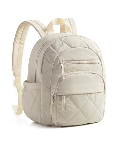 Smasrob Women Mini Backpack with RFID Blocking Pocket, Small Puffer Backpack Purse, Lightweight Quilted Backpack for Work, College or Travel, Beige - color: Beige