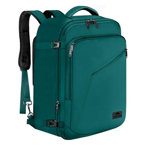MATEIN Travel Backpack for Men Women, Carry on Backpack for Airplanes, Simple Daypack with Trolley Sleeve, Gifts for International Travelers, 35L, Peacock Blue - color: Peacock Blue, size: X-Large