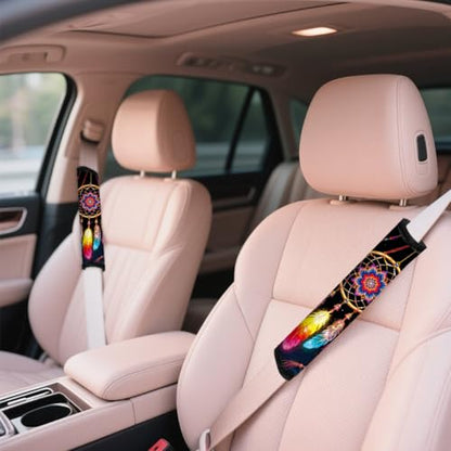 2Pcs Soft Auto Seat Belt Cover Pads, Color Wind Chime Car Seatbelt Shoulder Cushion for Comfortable Driving, Compatible with All Cars' Seatbelt and Backpack Straps 11x2.4inch - color: Wind Chime