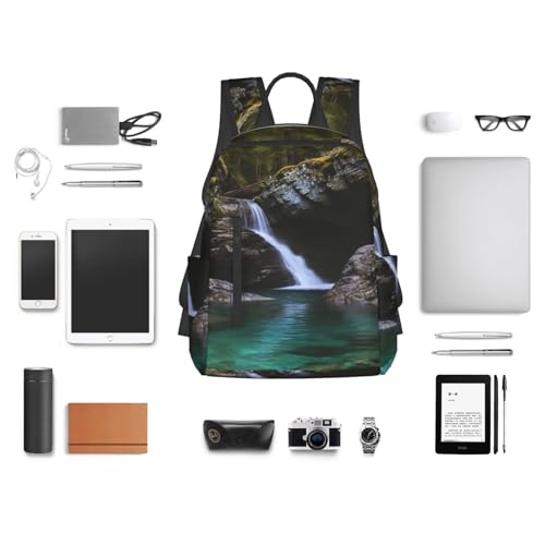 Travel Backpack for Women Men Clear Small Waterfall Daypack 15 inch Lightweight Computer Bag Casual Back Pack - color: Clear Small Waterfall