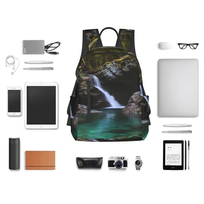 Travel Backpack for Women Men Clear Small Waterfall Daypack 15 inch Lightweight Computer Bag Casual Back Pack - color: Clear Small Waterfall