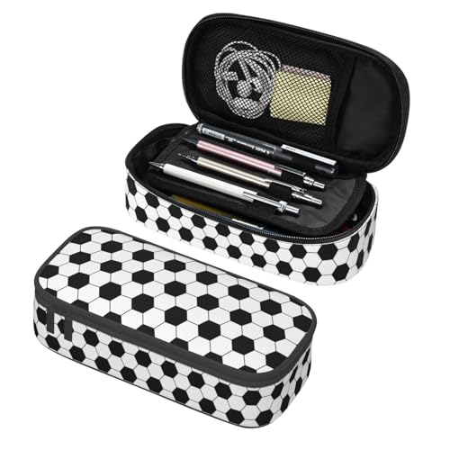 Soccer Texture Pencil Case Big Capacity Storage Pencil Pouch Stationery Bags With Zipper Portable Pen Holder Box Organizer For Boys Girls Teens Student College School Office Supplies - color: Soccer Texture