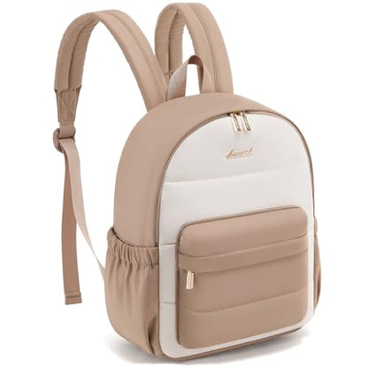 LOVEVOOK Mini Backpack Purse for Women, Small Puffer Lightweight Backpack, Casual Daily Daypack Purse for Women, back pack with Anti-theft Pocket for Travel-Khaki and Beige - color: Beige Khaki