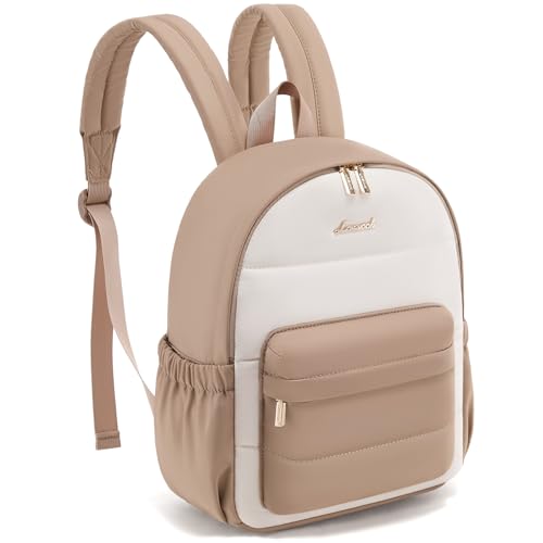 LOVEVOOK Mini Backpack Purse for Women, Small Puffer Lightweight Backpack, Casual Daily Daypack Purse for Women, back pack with Anti-theft Pocket for Travel-Khaki and Beige - color: Beige Khaki