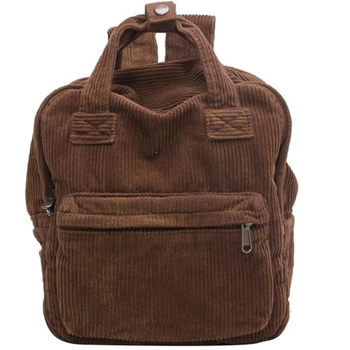 Makukke Small Corduroy Backpack Purse for Women - Vintage Mini Fashion Casual Aesthetic Backpack, Brown - color: 01-brown