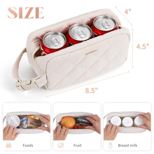 Small Cooler Bag Freezable Lunch Bag for Work School Travel,Small Lunch Bag,insulated snack bag,Mini Cooler,Lunch bag small Fit For Yogurt(Beige) - color: S-Beige