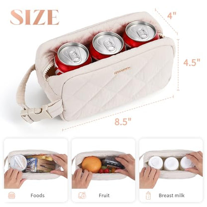 Small Cooler Bag Freezable Lunch Bag for Work School Travel,Small Lunch Bag,insulated snack bag,Mini Cooler,Lunch bag small Fit For Yogurt(Beige) - color: S-Beige