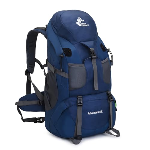Bseash 50L Hiking Backpack, Water Resistant Lightweight Outdoor Sport Daypack Travel Bag for Camping Climbing Skiing Cycling (Navy Blue - With Shoe Compartment) - color: Navy Blue - With Shoe Compartment