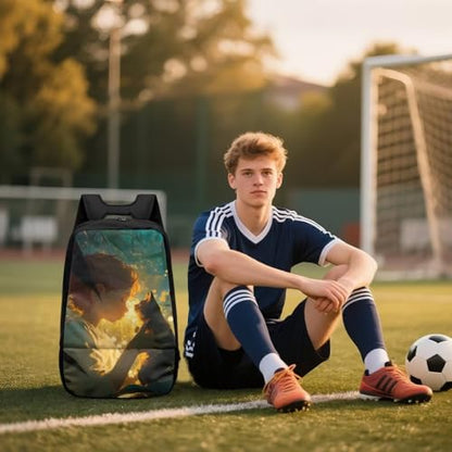 18.5in Basketball Backpack Basketball Bag with Shoe Compartment & Ball Holder, Waterproof Bag for Soccer Volleyball - color: Cartoon Figure Kitten Print