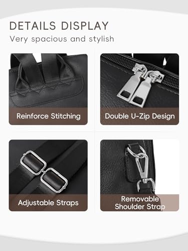 CLUCI Womens Backpack Purse PU Leather Anti-theft Fashion Designer Travel Bag Ladies Shoulder Bags | Purse - color: Top Zip-7 Black