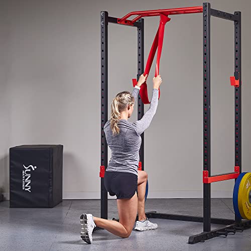 Sunny Health & Fitness Versatile Resistance Bands (Single or Combo Set) for Strength Training, Power Cage, Squat Rack, Home Gym, Body Stretching, Physical Therapy – 100, 140, 160, 180 & 10-75 LB Combo - style: 160 LB Band