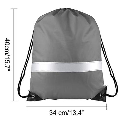 KUUQA 12 Pcs Drawstring Backpack Bag Bulk Reflective Gray - color: Gray