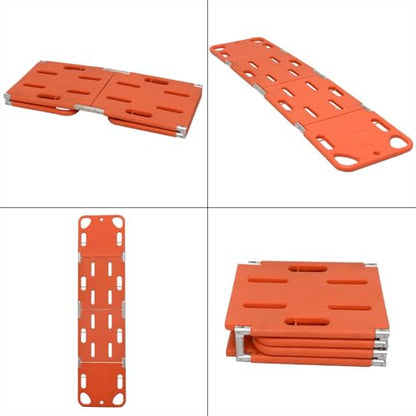 Foldable Spine Board Stretcher Backboard,Four-Fold Engineering Plastic Board for Long-Term Care,Water Floating Stretcher,Portable Transport Rescue Stretcher