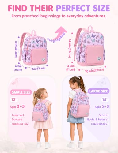 VASCHY Kids backpacks, Cute Lightweight Water Resistant Preschool Backpack for Boys and Girls Chest Strap | Cute - color: Pink Butterfly, size: Small (4-6 Yrs) - 15'' H