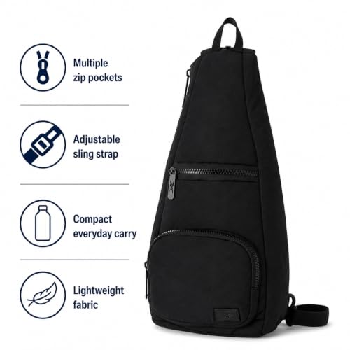 Reebok Unisex Crossbody Bag - Convertible Compact Durable Cross Body Bag for Women and Men - Gym and Travel Essentials, Size One Size, Maeve Black - color: Maeve Black