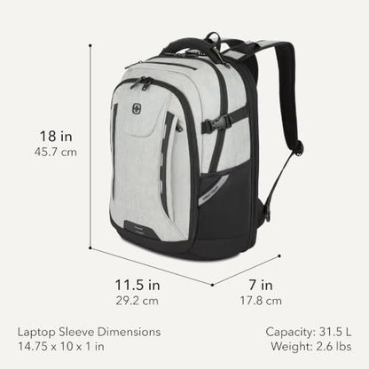 SwissGear Travel Tech Pro Laptop Backpack – Fits Laptops up to 16” – ScanSmart TSA-Friendly Backpack with Multiple Organizer Pockets – Grey Heather - color: Gray Heather, style: Travel Tech Pro