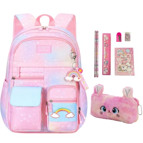 Kids Backpack for Girls.Girls Backpack,School Bag for Kids.GirlsTeens Middle Student,Kawaii Children's Book Bag pink - color: Pink Rainbow