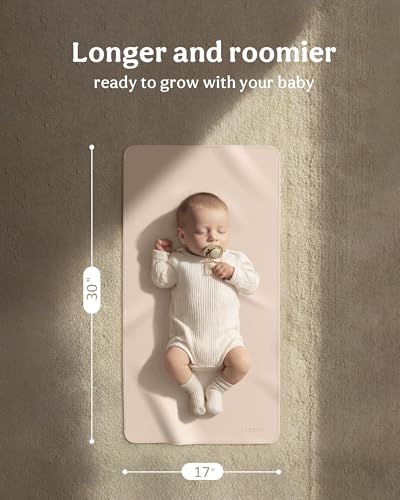 2 Pack Vegan Leather Baby Changing Mat, Large 30" x 17" Waterproof Foldable Diaper Mat, Wipe-Clean Portable Changing Pad for Travel, Home & Diaper Bag, Baby Gift for New Moms(Beige&Dark OliveGreen) - color: Beige&Dark Olive Green