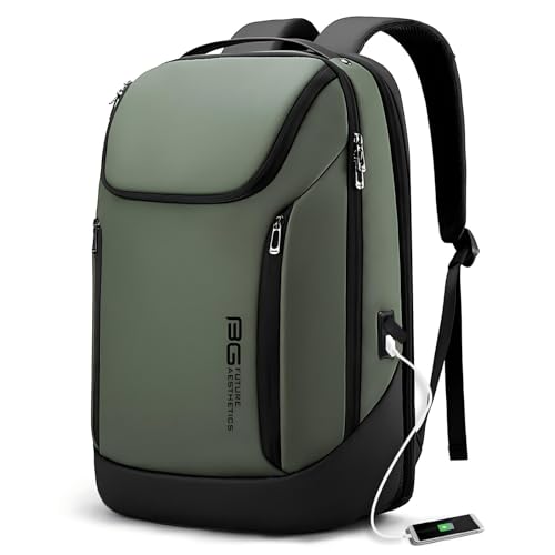 BANGE Business Smart Backpack Waterproof fit 15.6 Inch Laptop Backpack with USB Charging Port,Travel Durable Backpack - color: Green