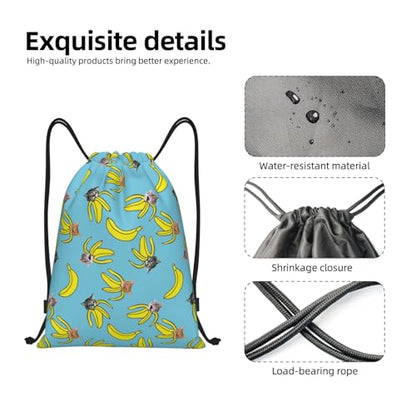 Gianlaima Funny Cat Banana Bananas Drawstring Bags Backpack Bag Sport Gym Sack String Bag Yoga Dance Travel Bag For Men Women - color: Black30