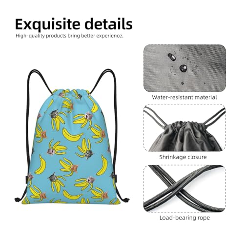 Gianlaima Funny Cat Banana Bananas Drawstring Bags Backpack Bag Sport Gym Sack String Bag Yoga Dance Travel Bag For Men Women - color: Black30