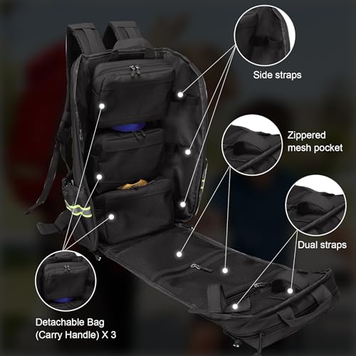 First Aid Backpack Empty, Emergency Bag, Medical Backpack, Emergency Responder for Nursing Student, Therapist, Doctors (Bag Only) - color: Black