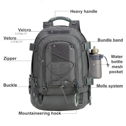 Miramrax Tactical Backpack Military Hiking Daypack - Molle Backpack for Men 3 Day Assault Pack Bug Out Bag for Camping (Grey) - color: Grey