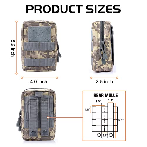 3 Pack Molle Pouch Combo Water Bottle Pouch Holder Tactical Molle Pouches Compact Utility Waist Bag Pack - color: Combo A:ACU