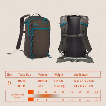 Kelty Asher Backpack, Daypack to Multi-Day Backpacking Capacity, Hiking, Lightweight Travel Pack, Internal Frame (18L Beluga) - color: Beluga/Stormy Blue, size: 18L