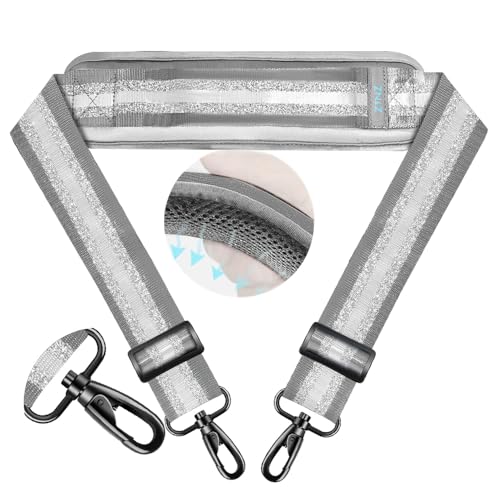 ZINZ 74" Shoulder Strap with Fixed Pad and Dual Balanced Buckles，Gray Silver Jacquard - color: Gray Silver Jacquard