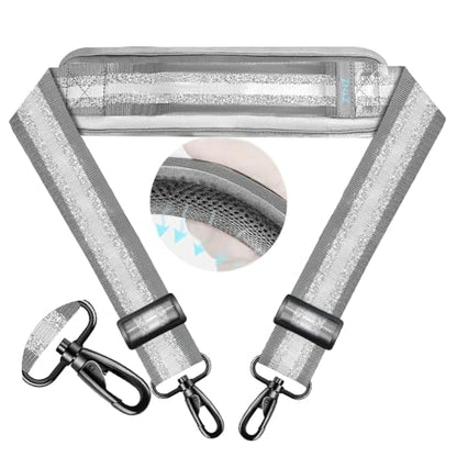 ZINZ 74" Shoulder Strap with Fixed Pad and Dual Balanced Buckles，Gray Silver Jacquard - color: Gray Silver Jacquard